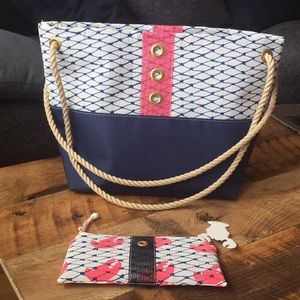 Alaina Marie Navy and Pink Preppy Tote